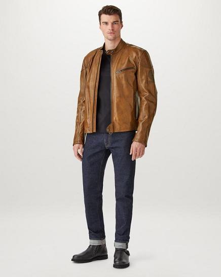 Veste Moto Cuir Belstaff Homme Supreme Marron Soldes IF5280731